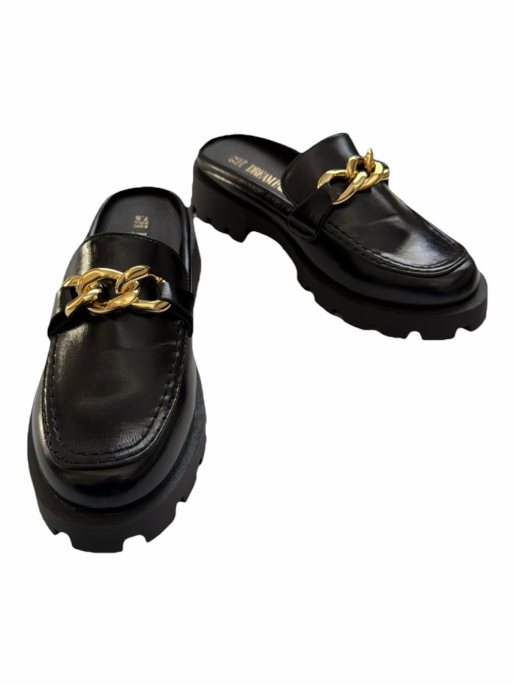Dream Pairs Womens Chunky Platform Chain Mule Loafers Black Lug Sole 7.5 Y2K